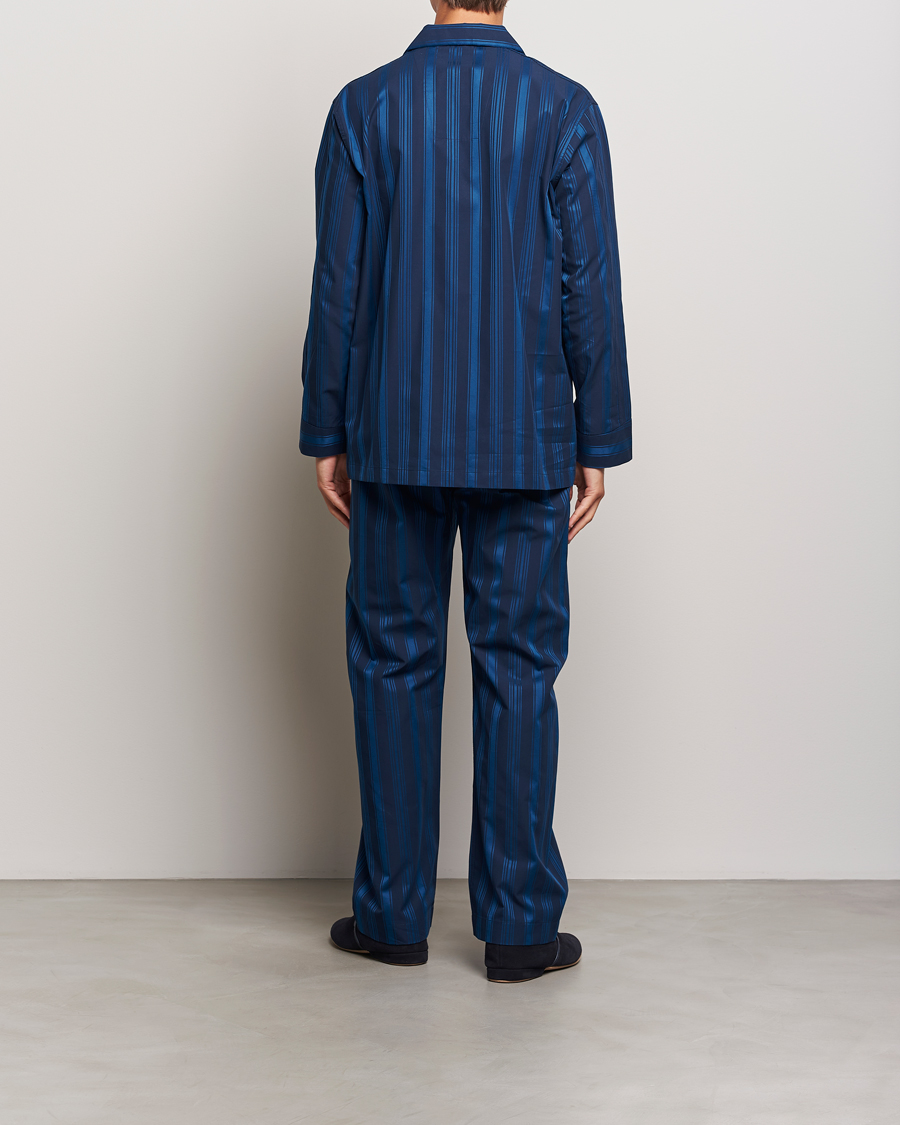 Herren | Derek Rose Striped Cotton Pyjama Set Navy | Derek Rose | Striped Cotton Pyjama Set Navy