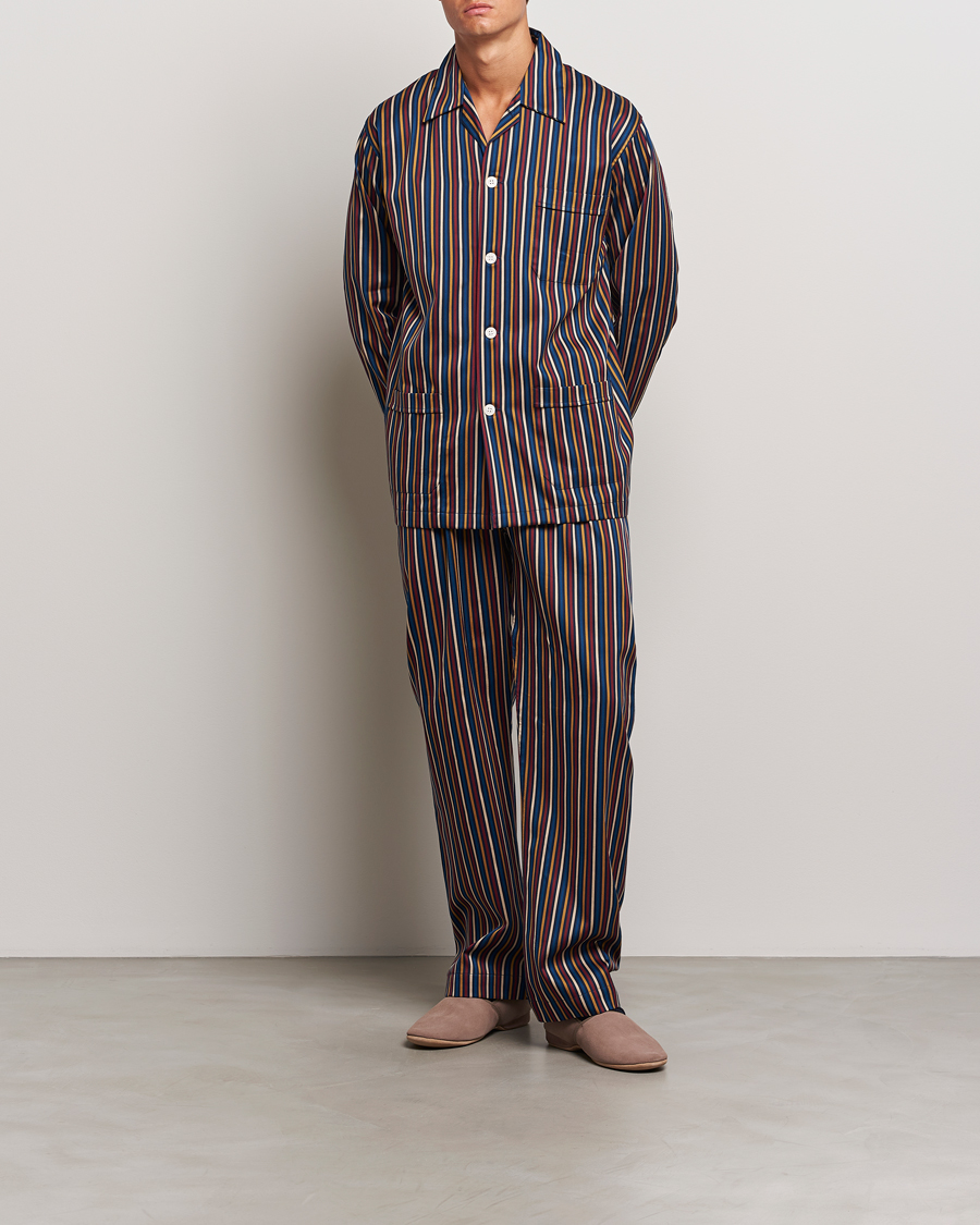 Herren | Derek Rose Striped Cotton Pyjama Set Navy | Derek Rose | Striped Cotton Pyjama Set Navy