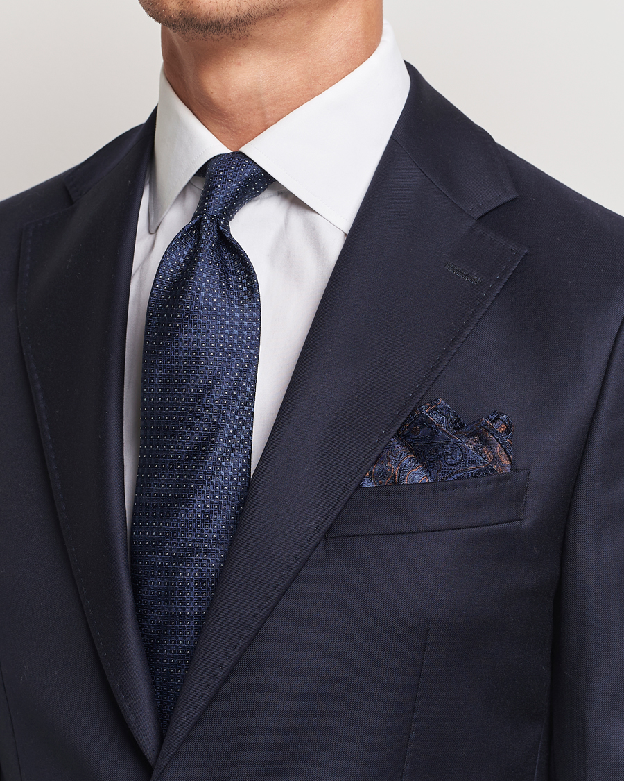 Herren | Amanda Christensen Box Set Silk 8 cm Tie And Pocket Square Navy | Amanda Christensen | Box Set Silk 8 cm Tie And Pocket Square Navy