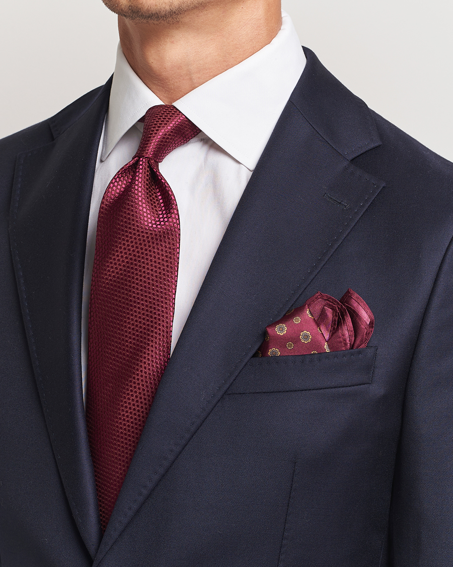 Herren | Amanda Christensen Box Set Silk 8 cm Tie And Pocket Square Bordeaux | Amanda Christensen | Box Set Silk 8 cm Tie And Pocket Square Bordeaux
