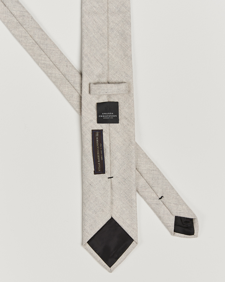 Herren | Amanda Christensen Wool Flannel 8cm Tie Light Beige | Amanda Christensen | Wool Flannel 8cm Tie Light Beige