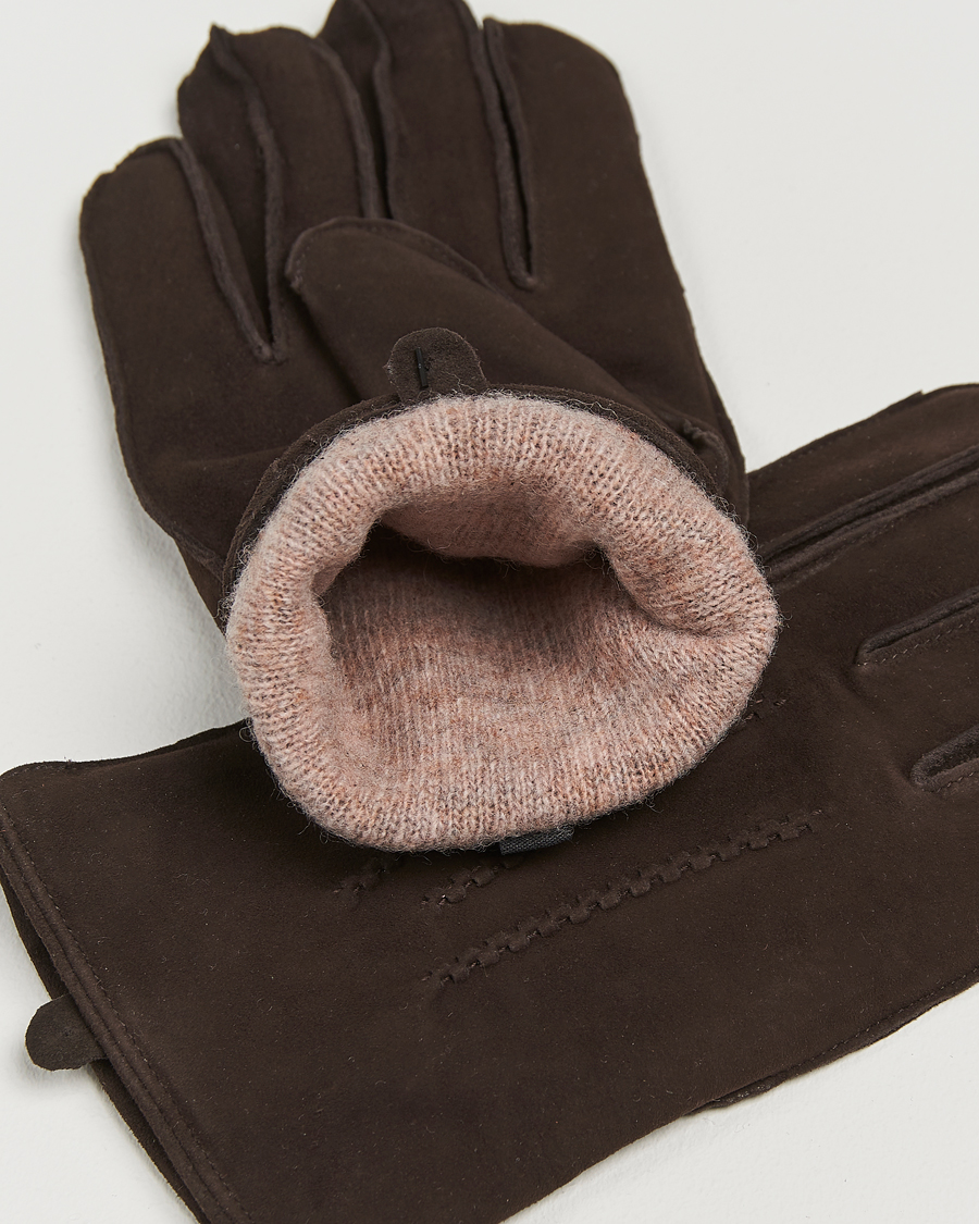 Herren | Amanda Christensen Lined Suede Gloves Brown | Amanda Christensen | Lined Suede Gloves Brown