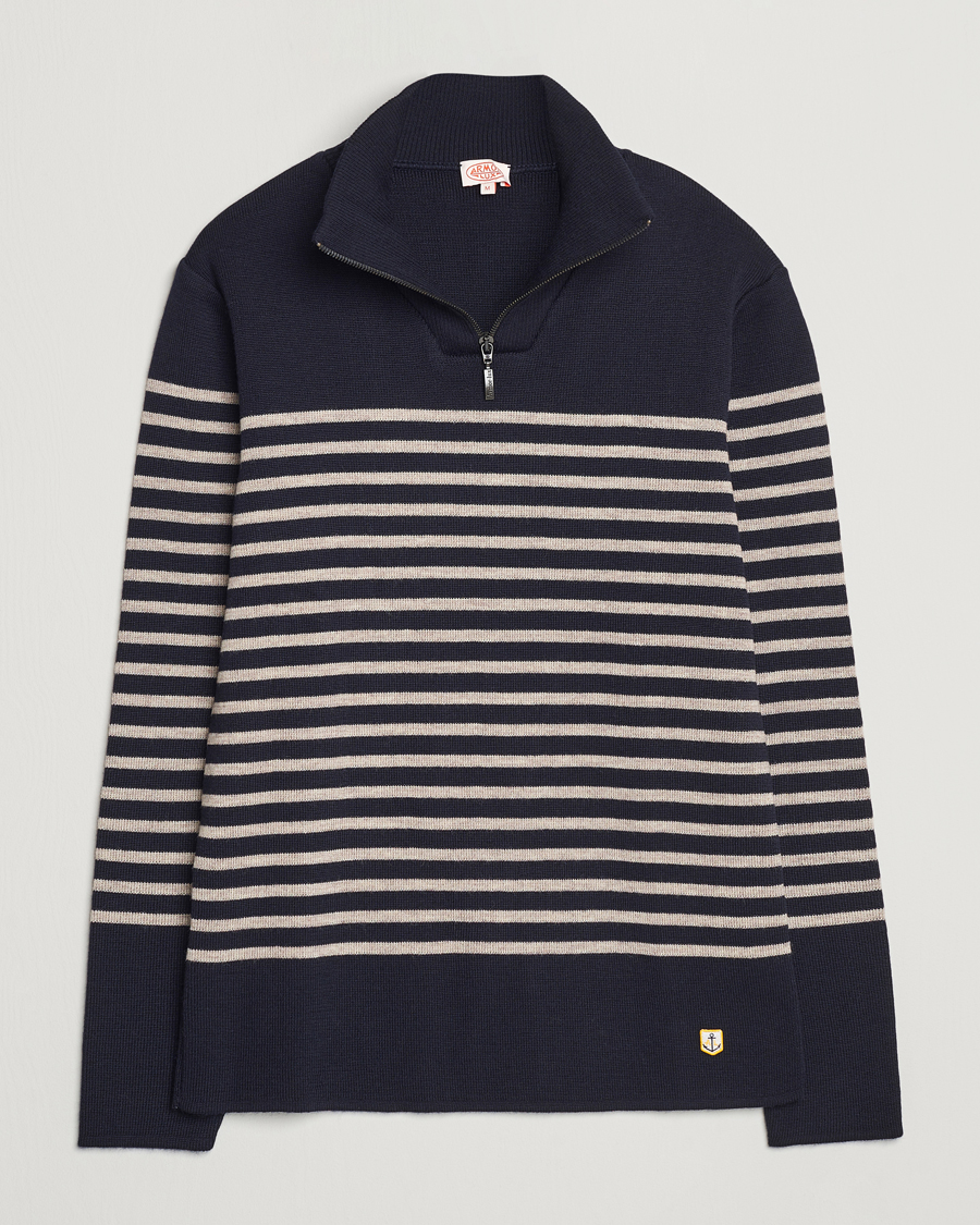 Herren | Pullover | Armor-lux | Pull Camionneur Wool Half Zip Navy/Sandstone