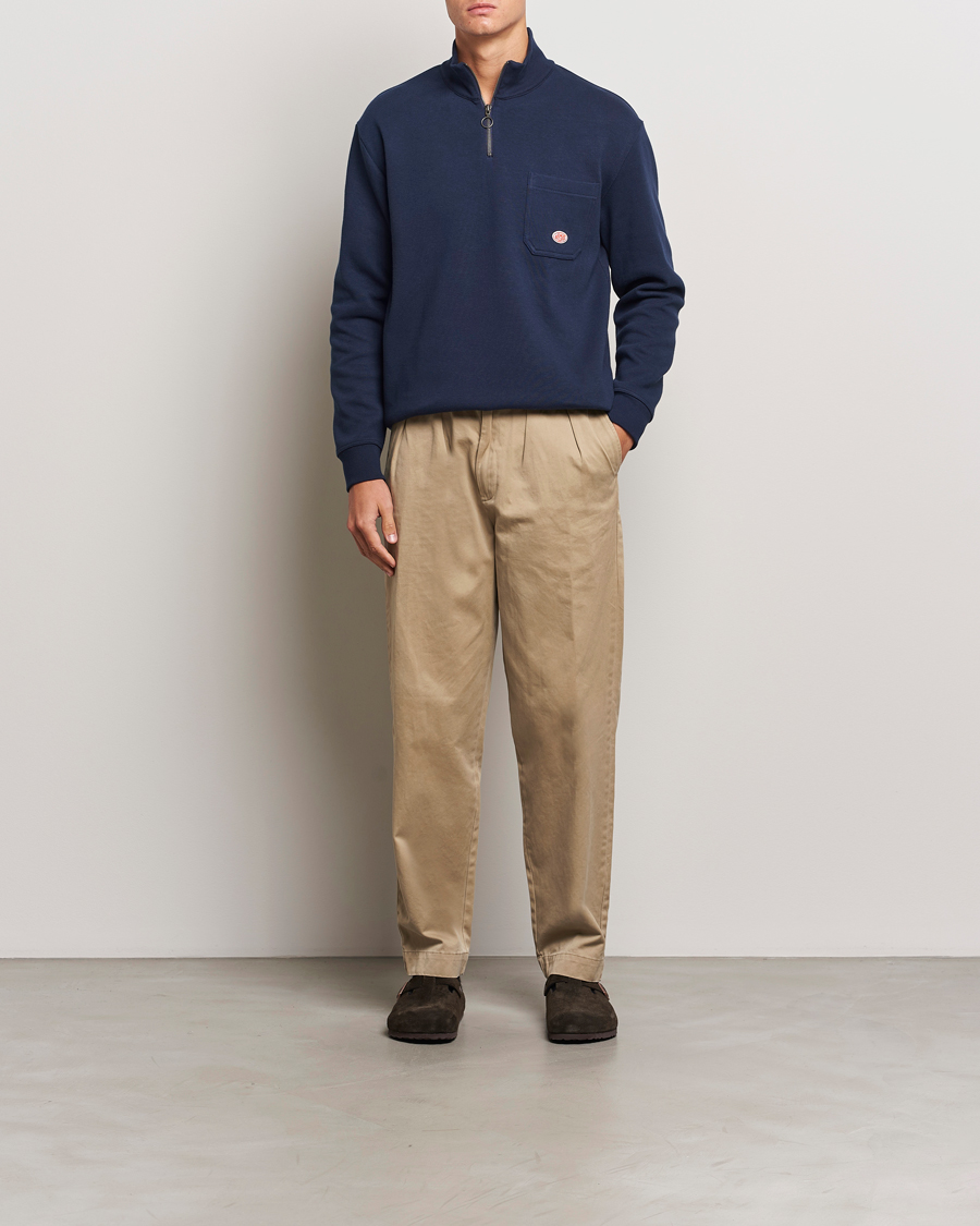 Herren | Pullover | Armor-lux | Camionneur Cotton Half Zip Sweater Deep Marine