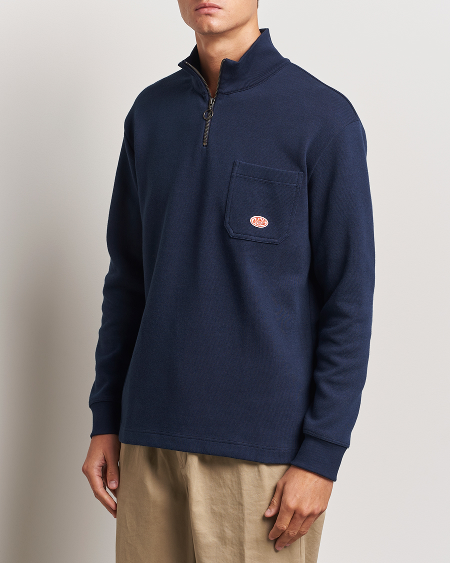 Herren | Pullover | Armor-lux | Camionneur Cotton Half Zip Sweater Deep Marine
