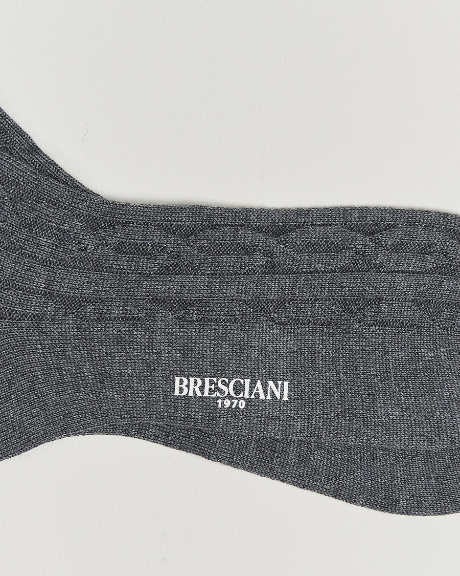 Herren | Unterwäsche | Bresciani | Link Ribbed Wool Socks Light Grey