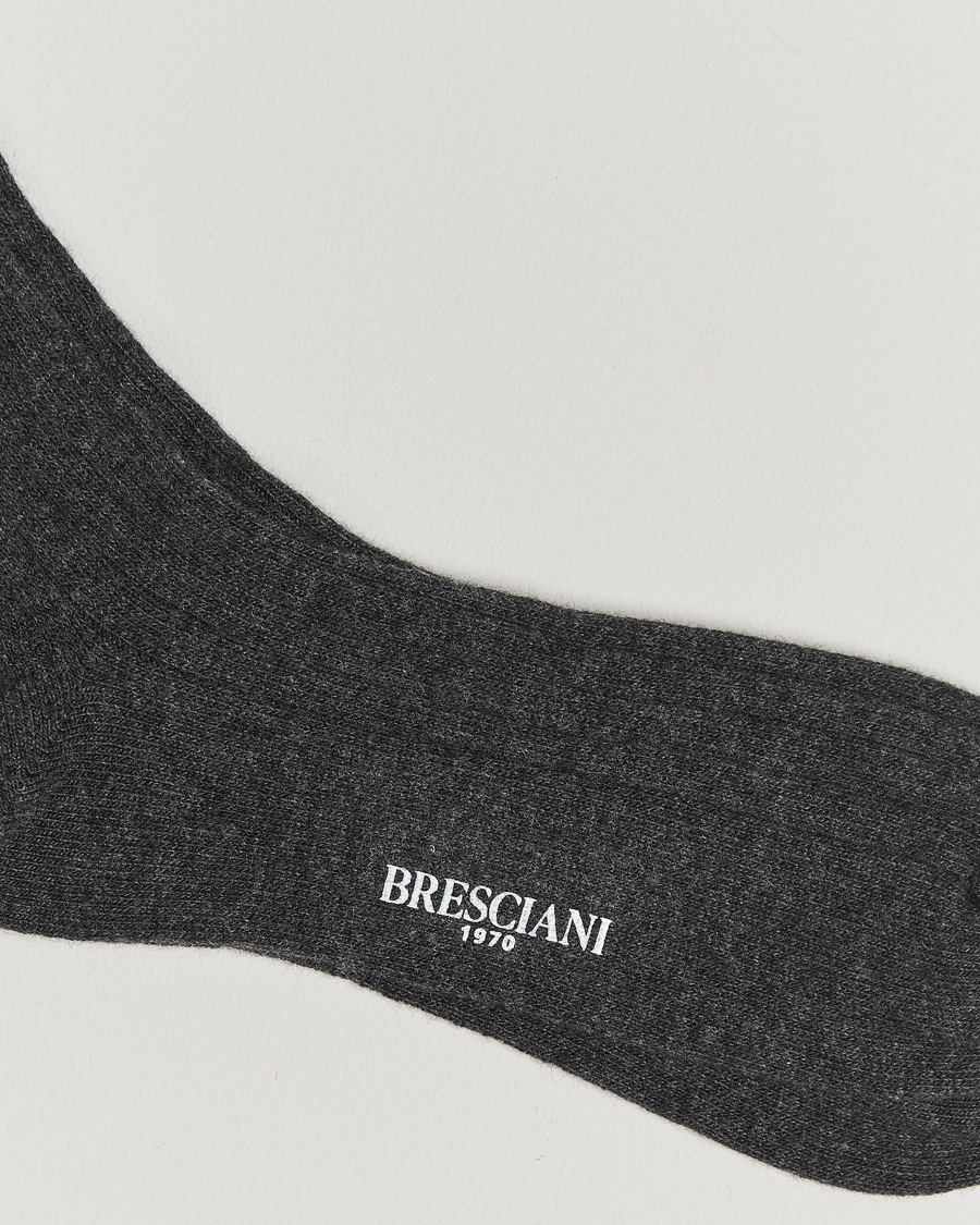 Herren | Unterwäsche | Bresciani | Wool/Cashmere Ribbed Socks Dark Grey