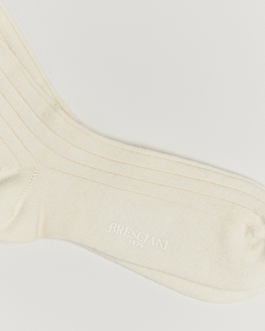 Herren | Unterwäsche | Bresciani | Wool/Cashmere Ribbed Socks White