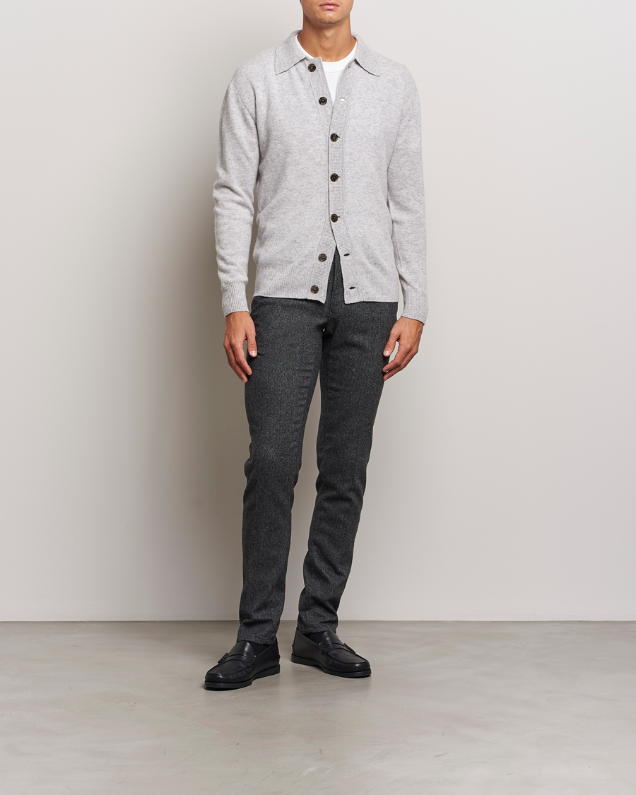 Herren | Pullover | Altea | Shetland Collared Cardigan Light Grey