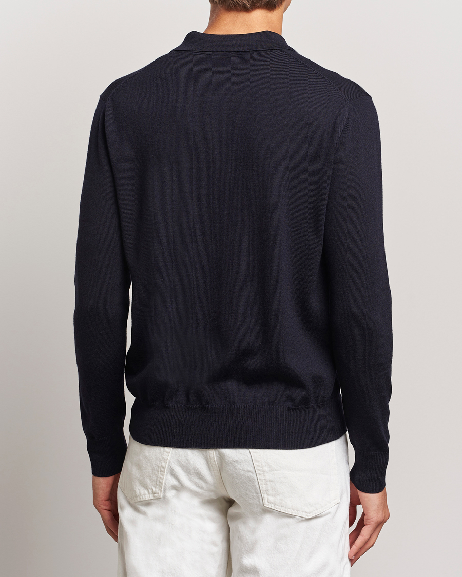 Herren | Pullover | Altea | Merino Long Sleeve Polo Navy