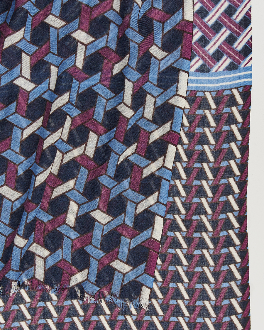 Herren | Altea Printed Wool Scarf Navy | Altea | Printed Wool Scarf Navy
