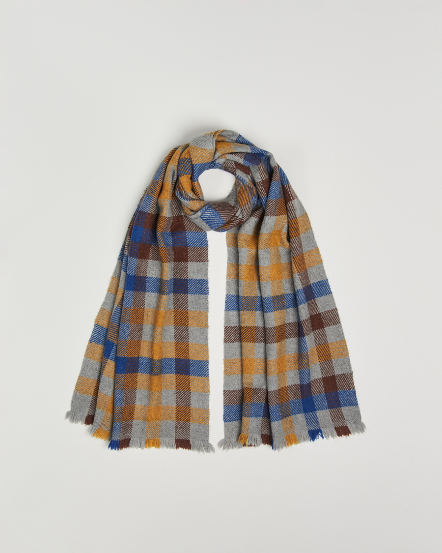 Herren | Altea Check Wool Scarf Yellow/Beige | Altea | Check Wool Scarf Yellow/Beige