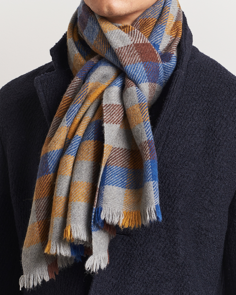 Herren | Altea Check Wool Scarf Yellow/Beige | Altea | Check Wool Scarf Yellow/Beige