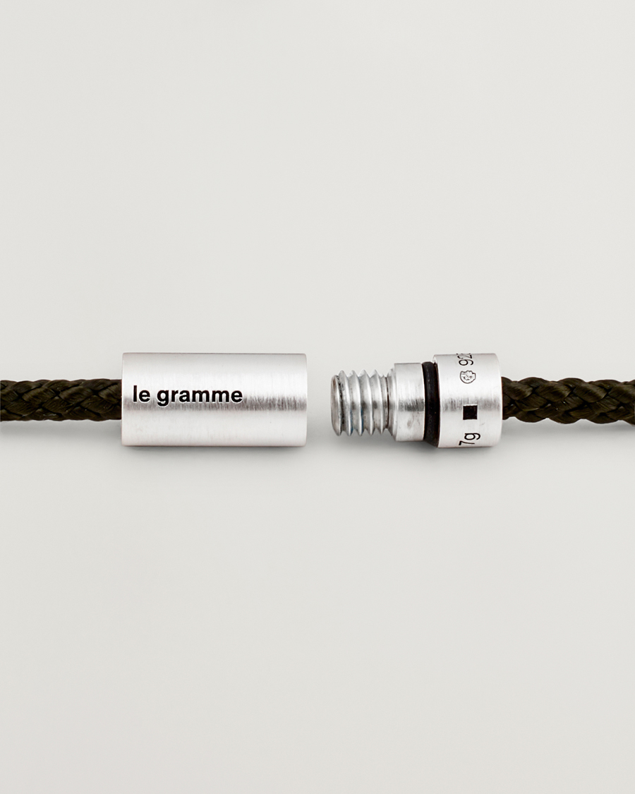 Herren | Schmuck | LE GRAMME | Nato Cable Brushed Bracelet Khaki/Sterling Silver