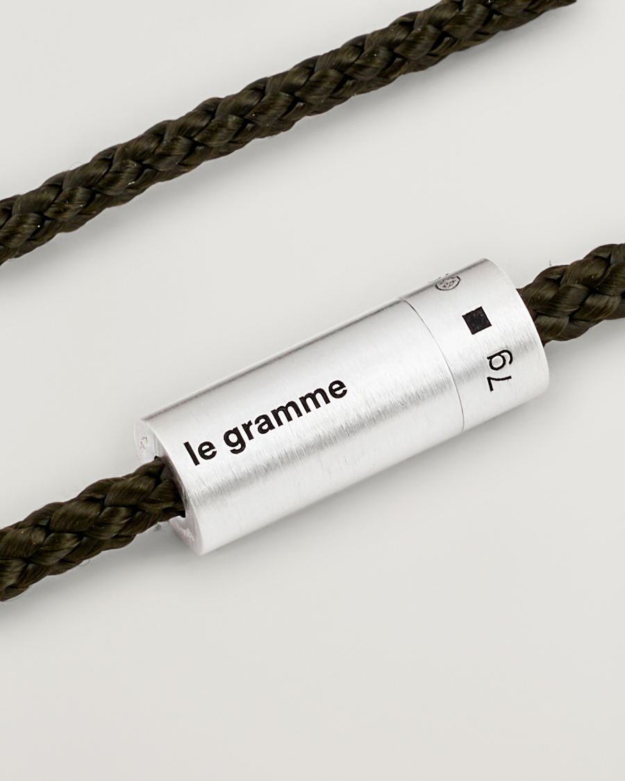 Herren | Schmuck | LE GRAMME | Nato Cable Brushed Bracelet Khaki/Sterling Silver