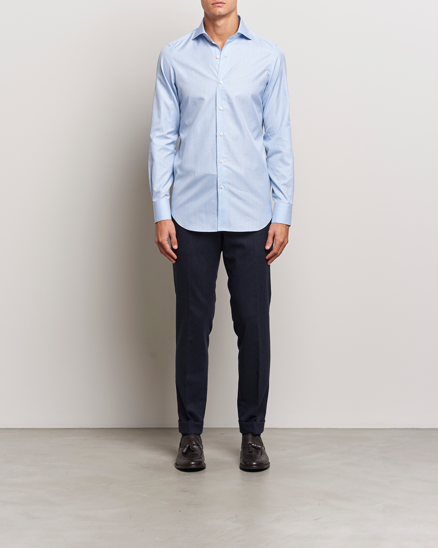 Herren | Hemden | Finamore Napoli | Milano Slim Giza 170 Dress Shirt Blue Check