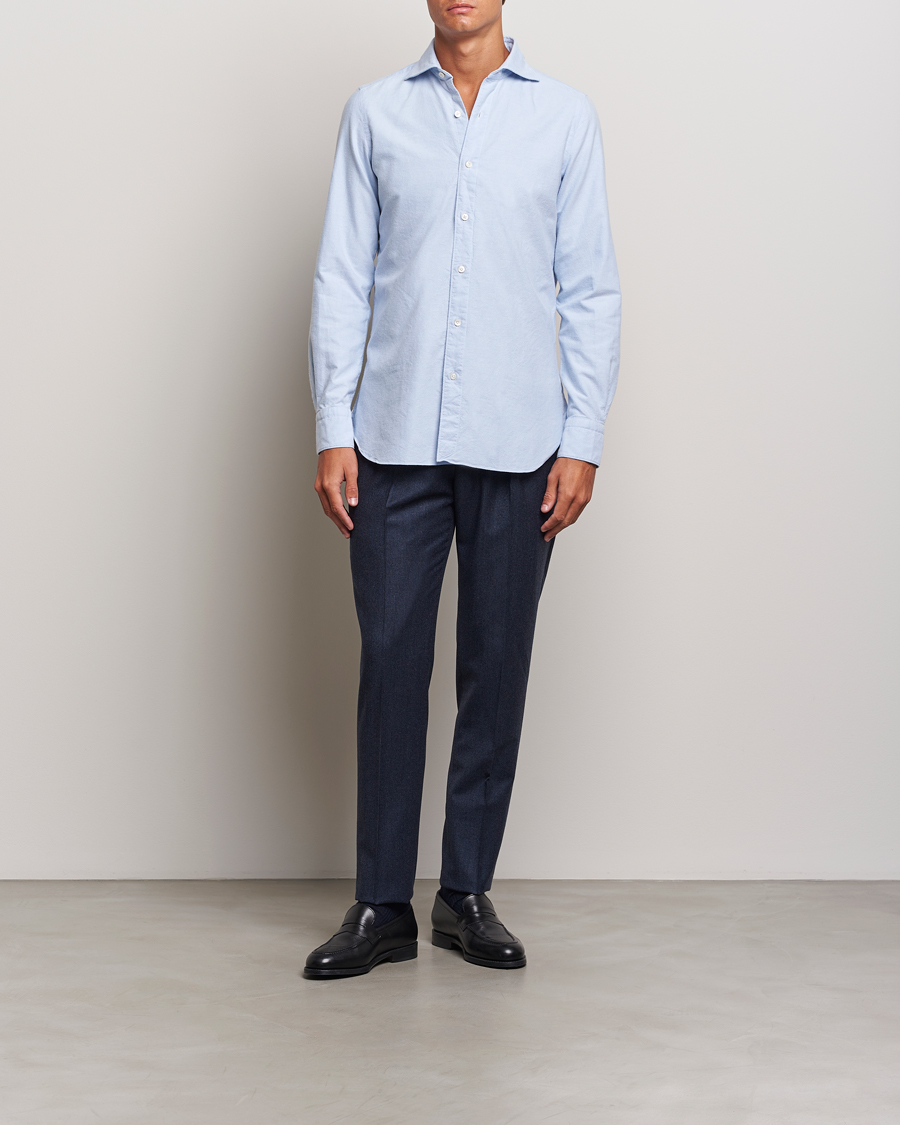 Herren | Hemden | Finamore Napoli | Gaeta Brushed Oxford Shirt Light Blue