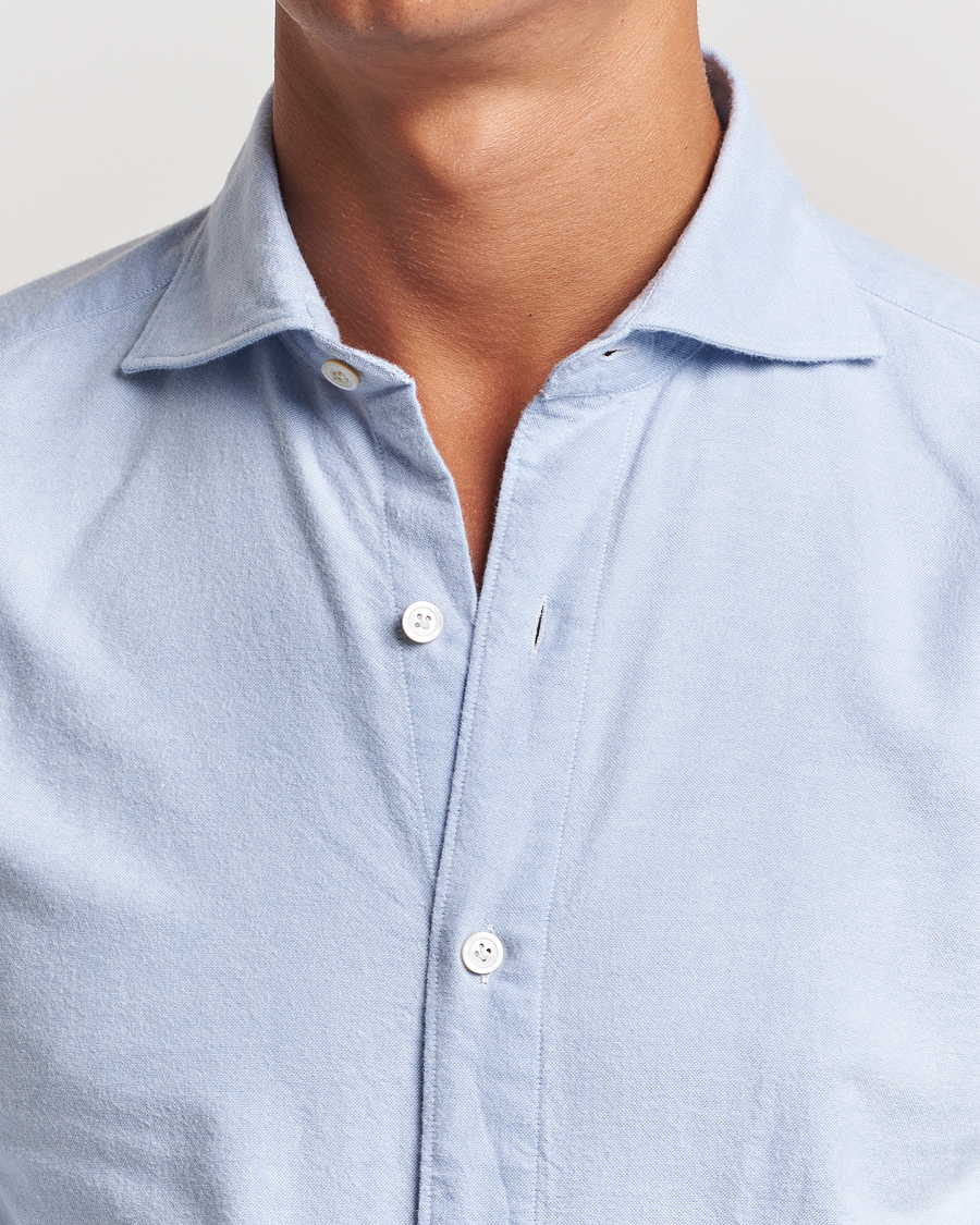 Herren | Hemden | Finamore Napoli | Gaeta Brushed Oxford Shirt Light Blue