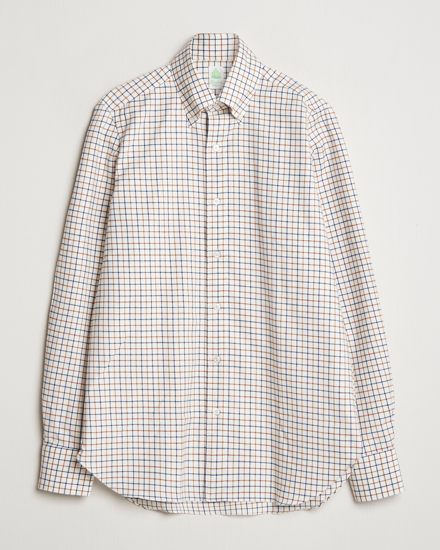 Herren | Hemden | Finamore Napoli | Gaeta Flannel Shirt Beige Check
