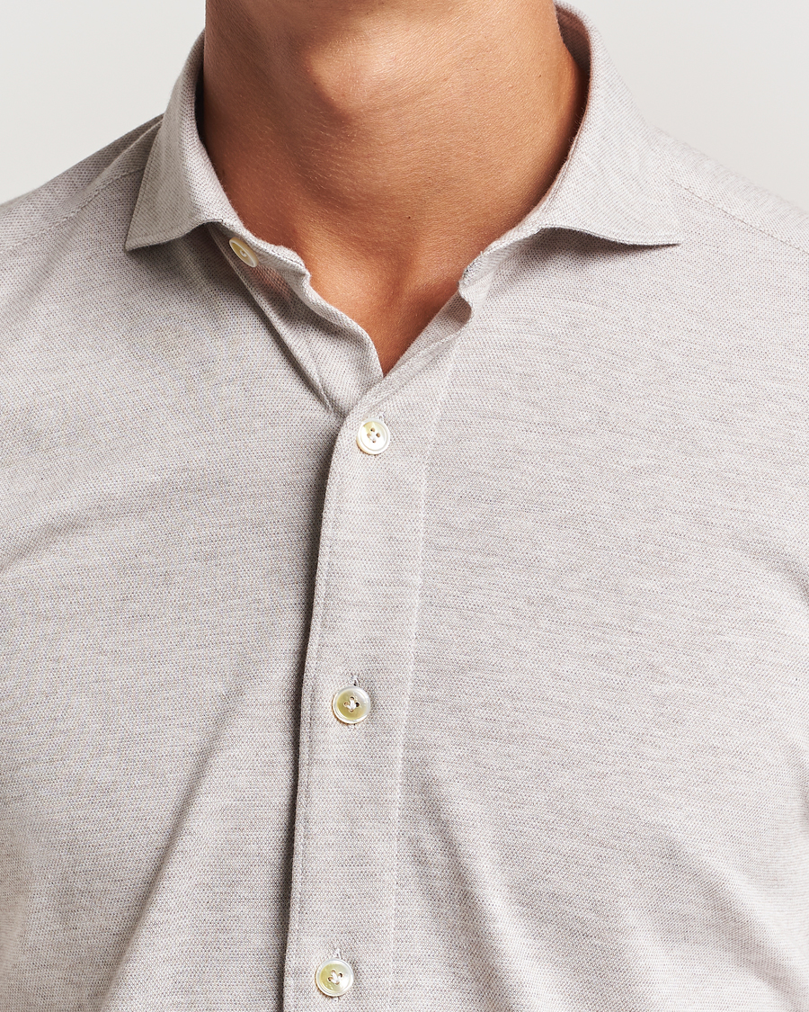 Herren | Hemden | Finamore Napoli | Cotton/Cashmere Jersey Shirt Beige