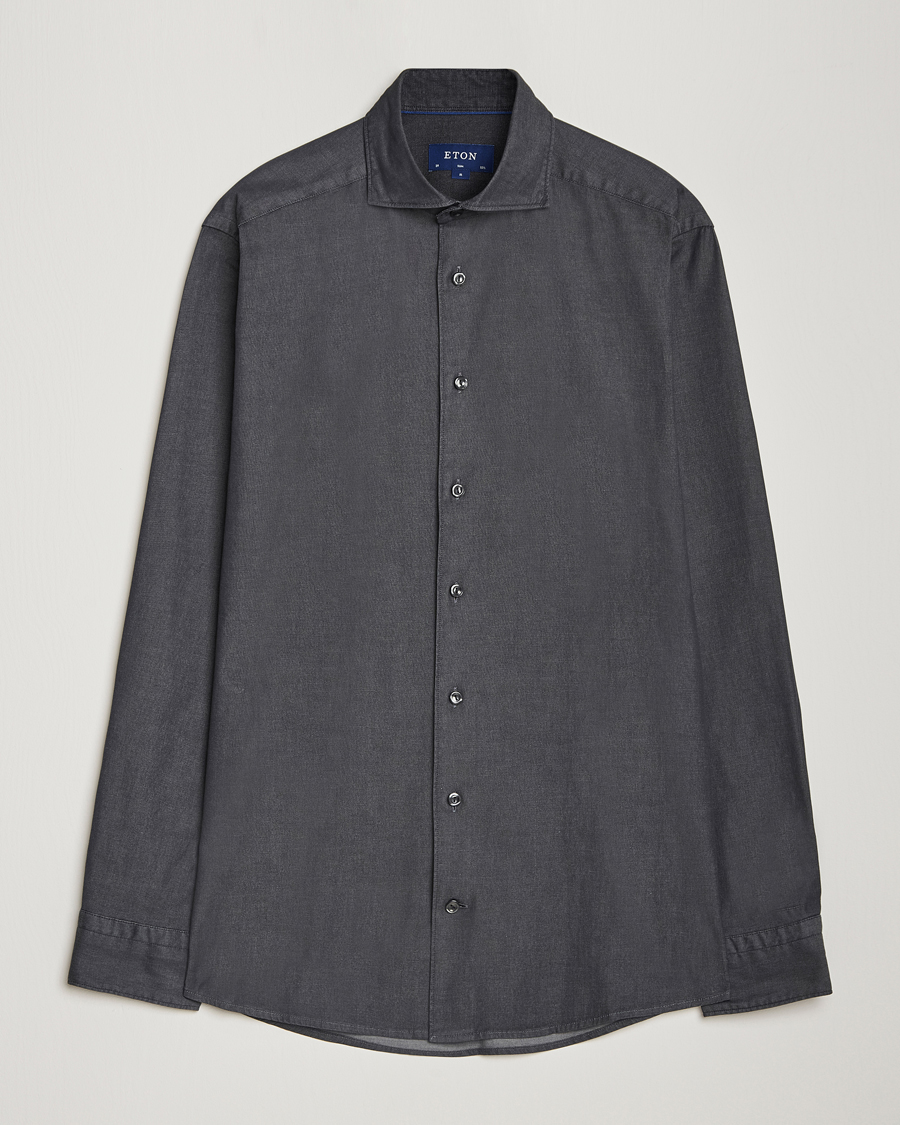 Herren | Hemden | Eton | Slim Fit Stretch Denim Shirt Black