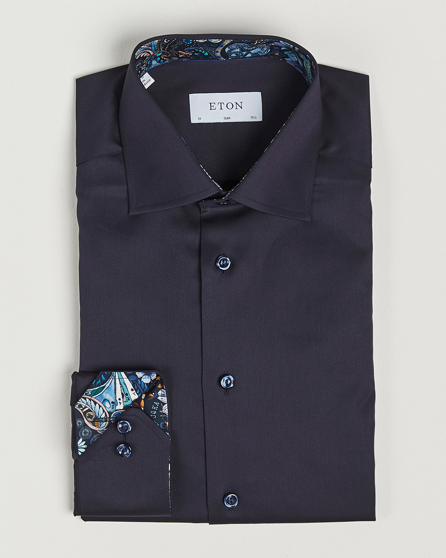 Herren | Hemden | Eton | Slim Fit Signature Twill Contrast Shirt Navy