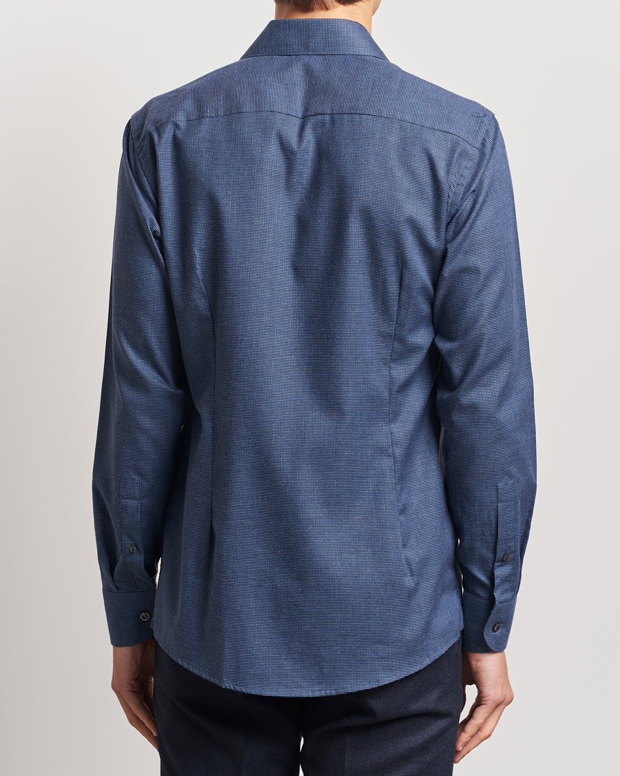 Herren | Hemden | Eton | Slim Fit Wrinkle Free Flannel Pepita Shirt Blue