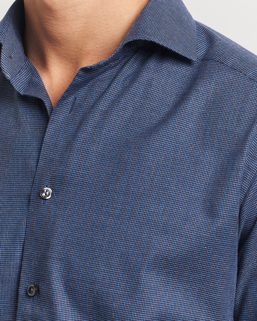 Herren | Hemden | Eton | Slim Fit Wrinkle Free Flannel Pepita Shirt Blue