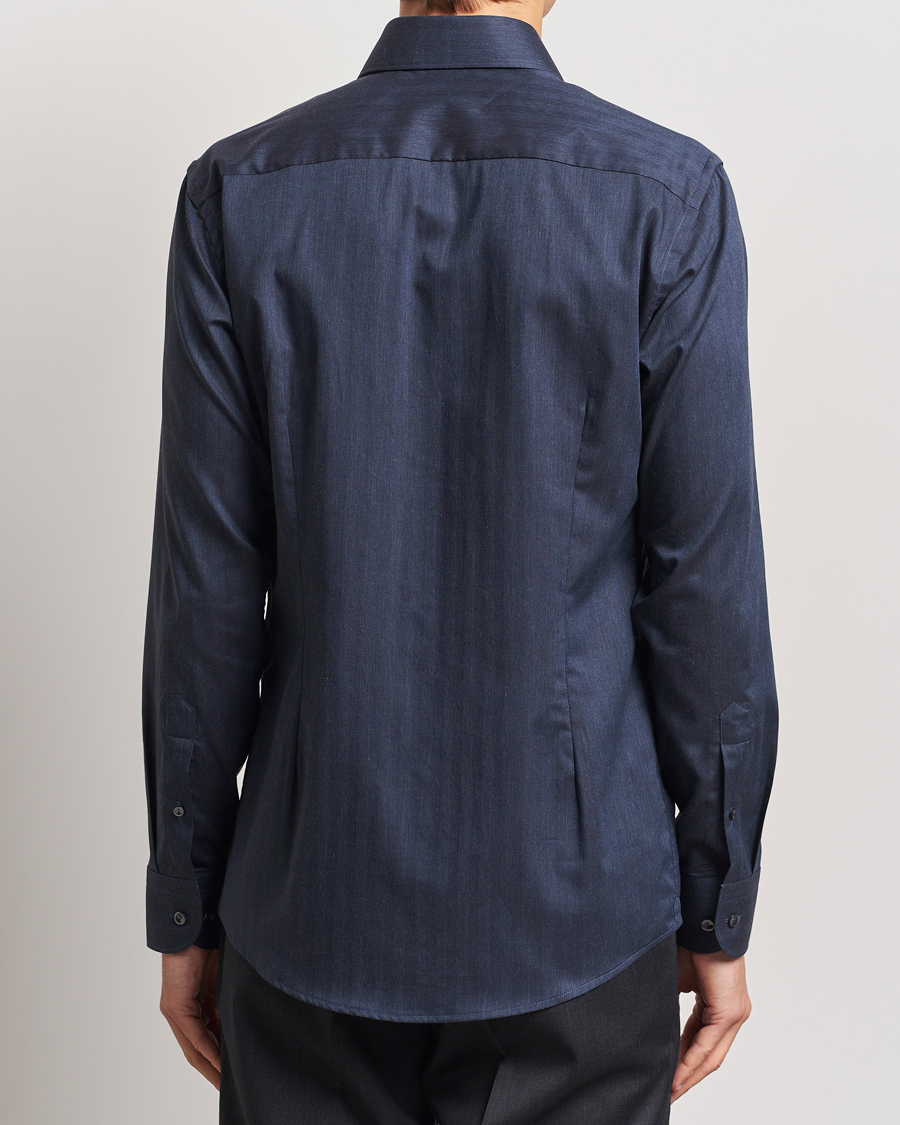 Herren | Hemden | Eton | Slim Fit Wrinkle Free Flannel Shirt Navy Blue