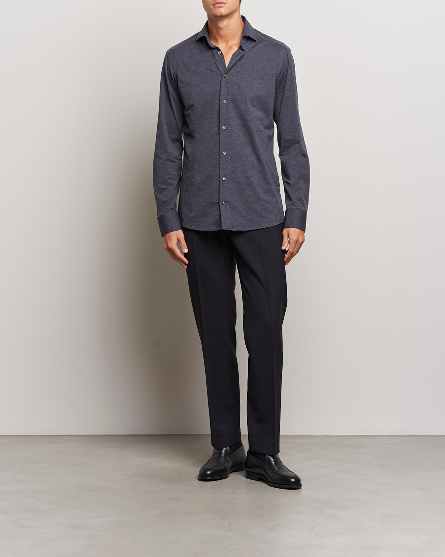 Herren | Hemden | Eton | Slim Fit Four Way Stretch Shirt Dark Grey