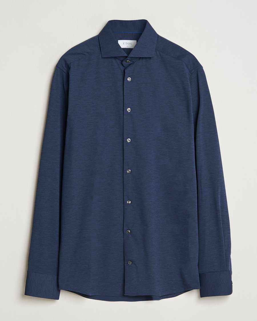 Herren | Hemden | Eton | Slim Fit Four Way Stretch Shirt Navy Blue