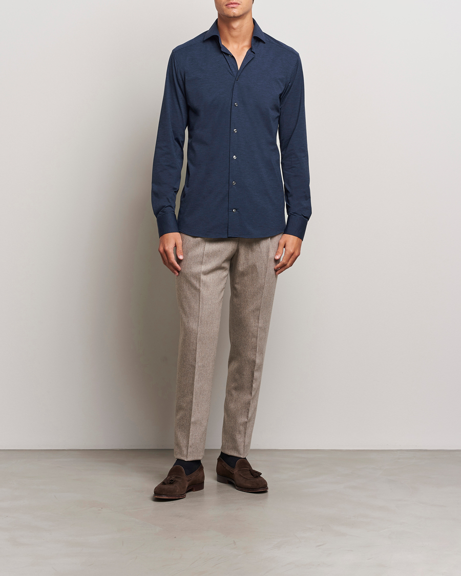 Herren | Hemden | Eton | Slim Fit Four Way Stretch Shirt Navy Blue