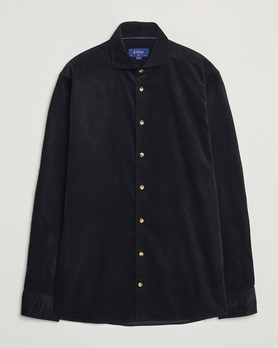 Herren | Hemden | Eton | Slim Fit Fine Wale Corduroy Shirt Black