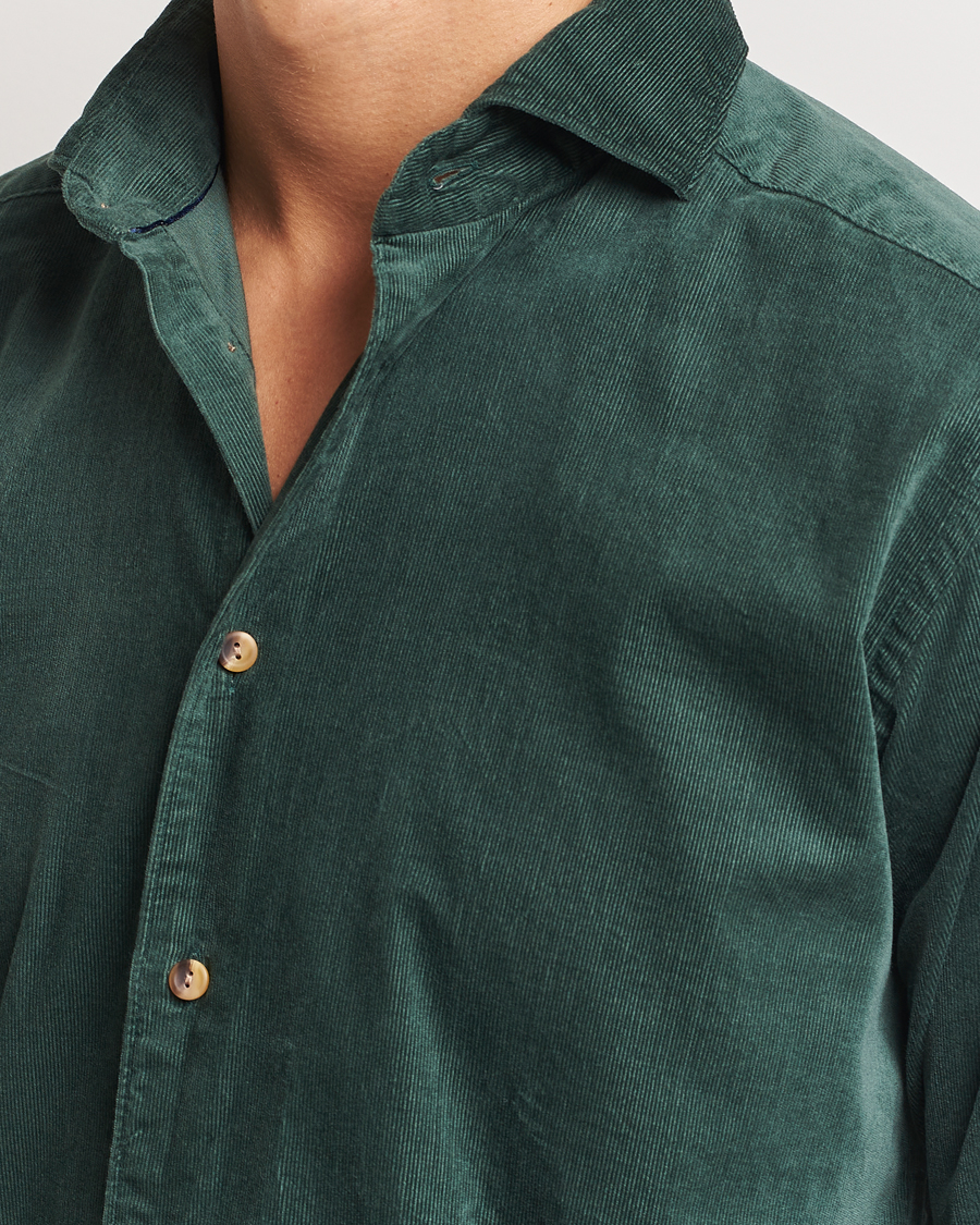 Herren | Hemden | Eton | Slim Fit Fine Wale Corduroy Shirt Dark Green