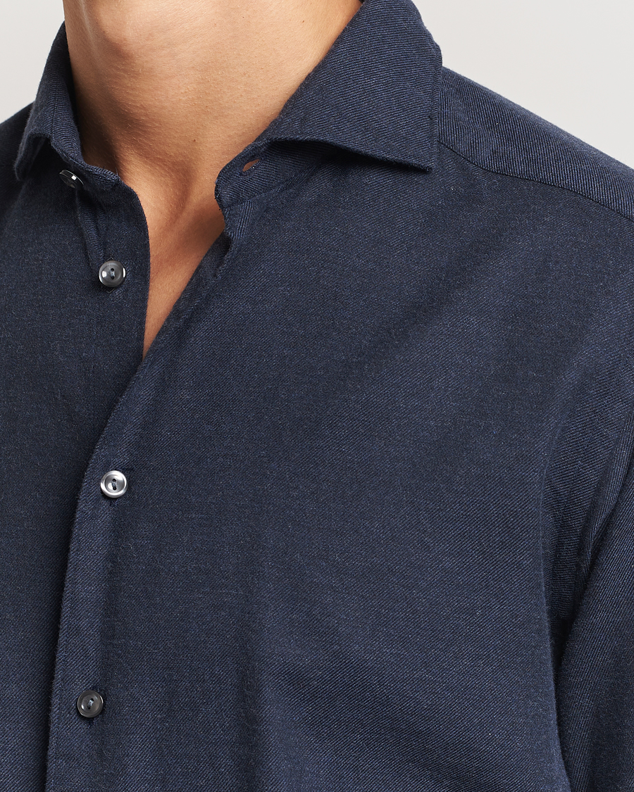 Herren | Hemden | Eton | Slim Fit Twill Flannel Shirt Navy Blue