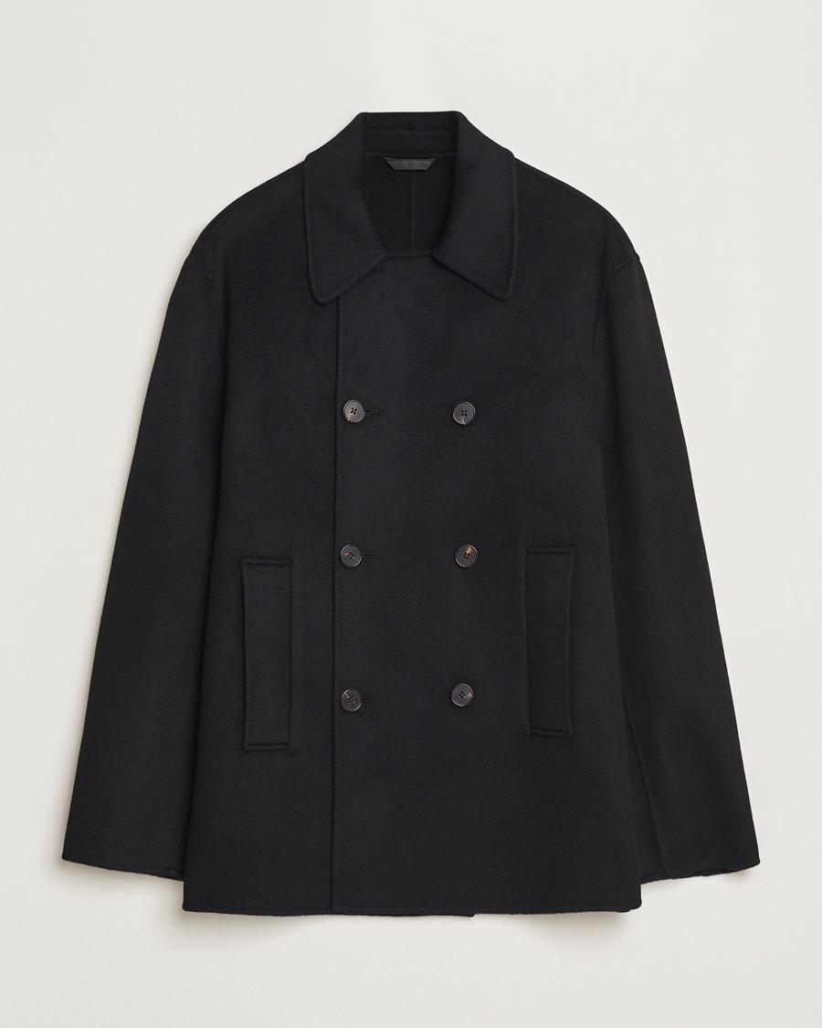 Black double breasted pea coat top
