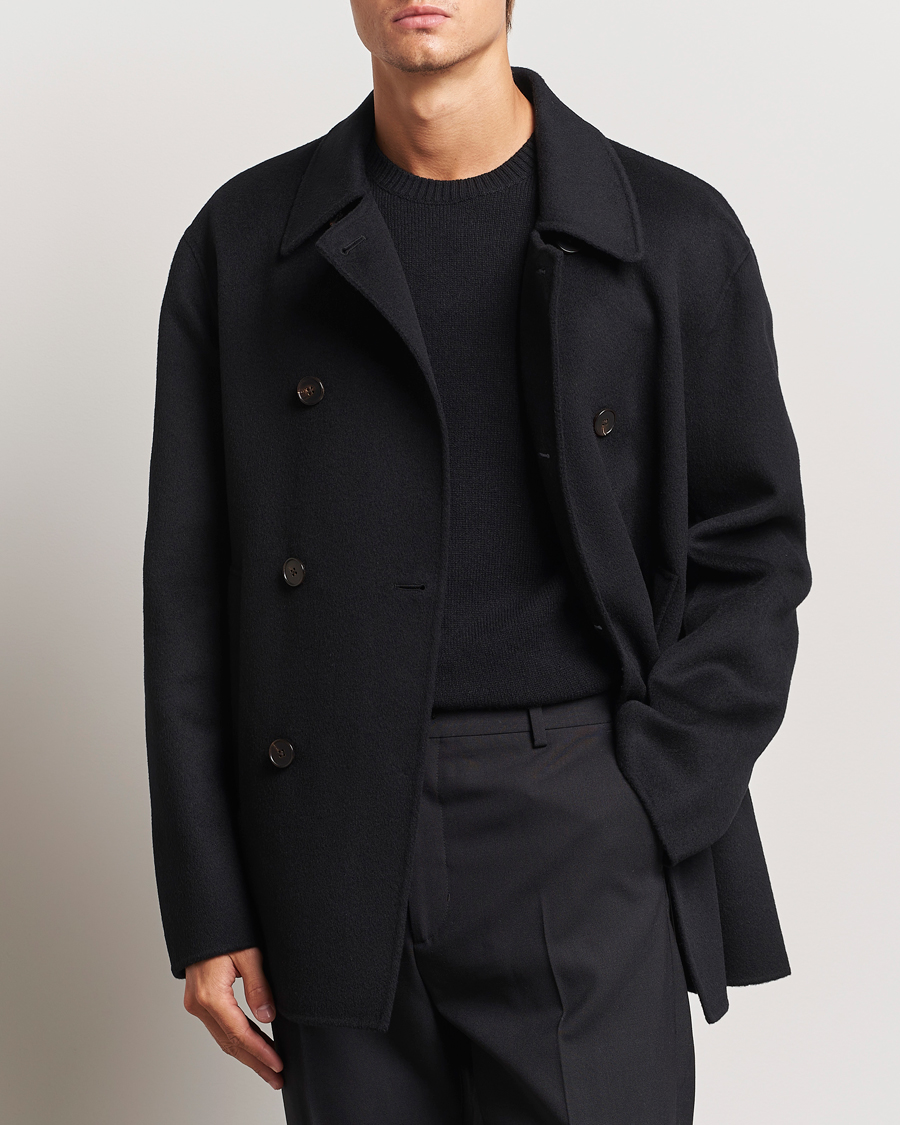 Herren | Jacken | Filippa K | Double Faced Wool Peacoat Black
