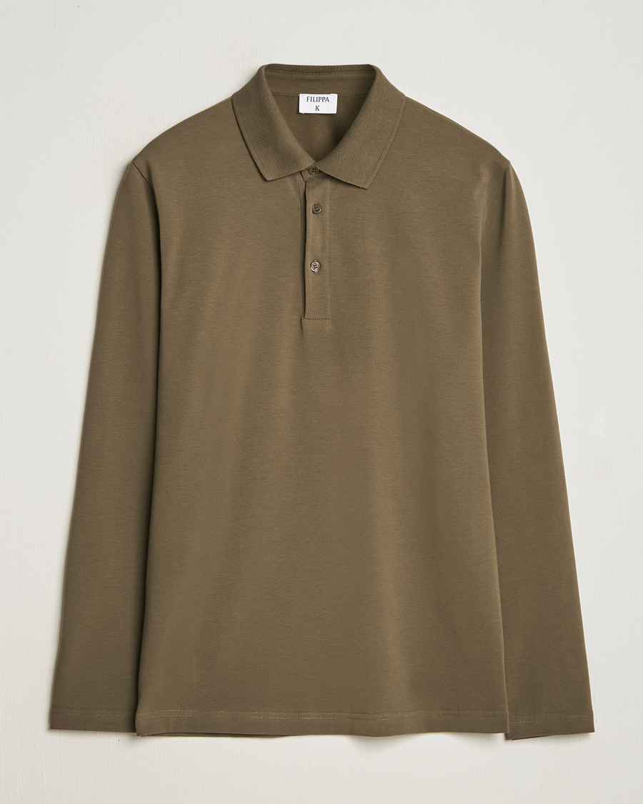 Herren | Pullover | Filippa K | Luke Lycra Poloshirt Dark Sage