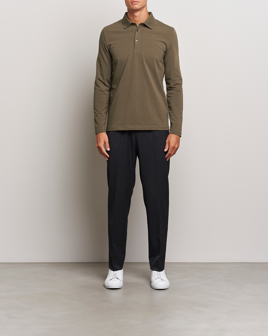 Herren | Pullover | Filippa K | Luke Lycra Poloshirt Dark Sage