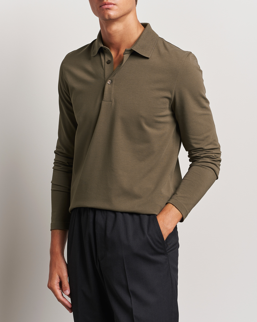 Herren | Pullover | Filippa K | Luke Lycra Poloshirt Dark Sage