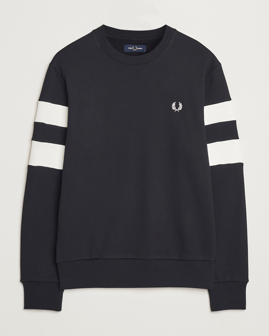 Fred Perry Tipped Sleeve Crew Neck Sweatshirt Black bei Care of Carl