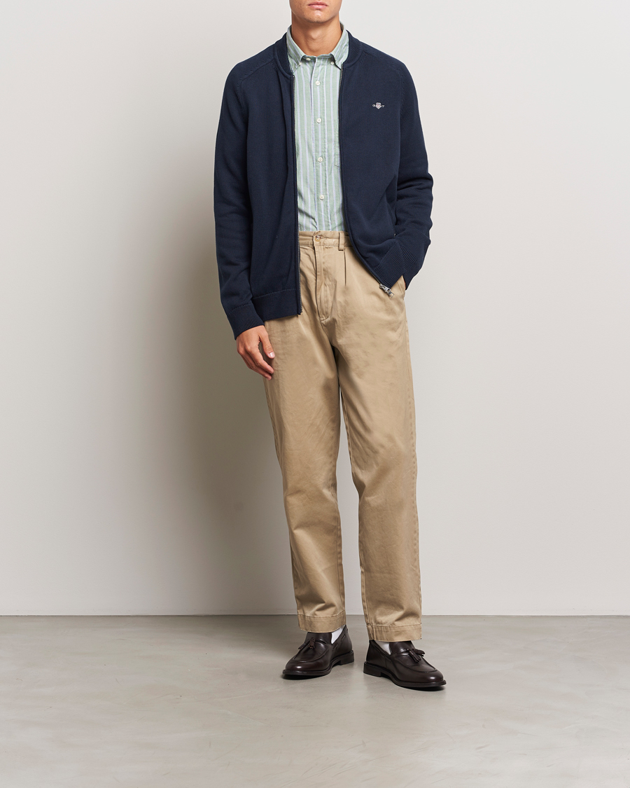 Herren | Pullover | GANT | Casual Cotton Bomber Cardigan Evening Blue