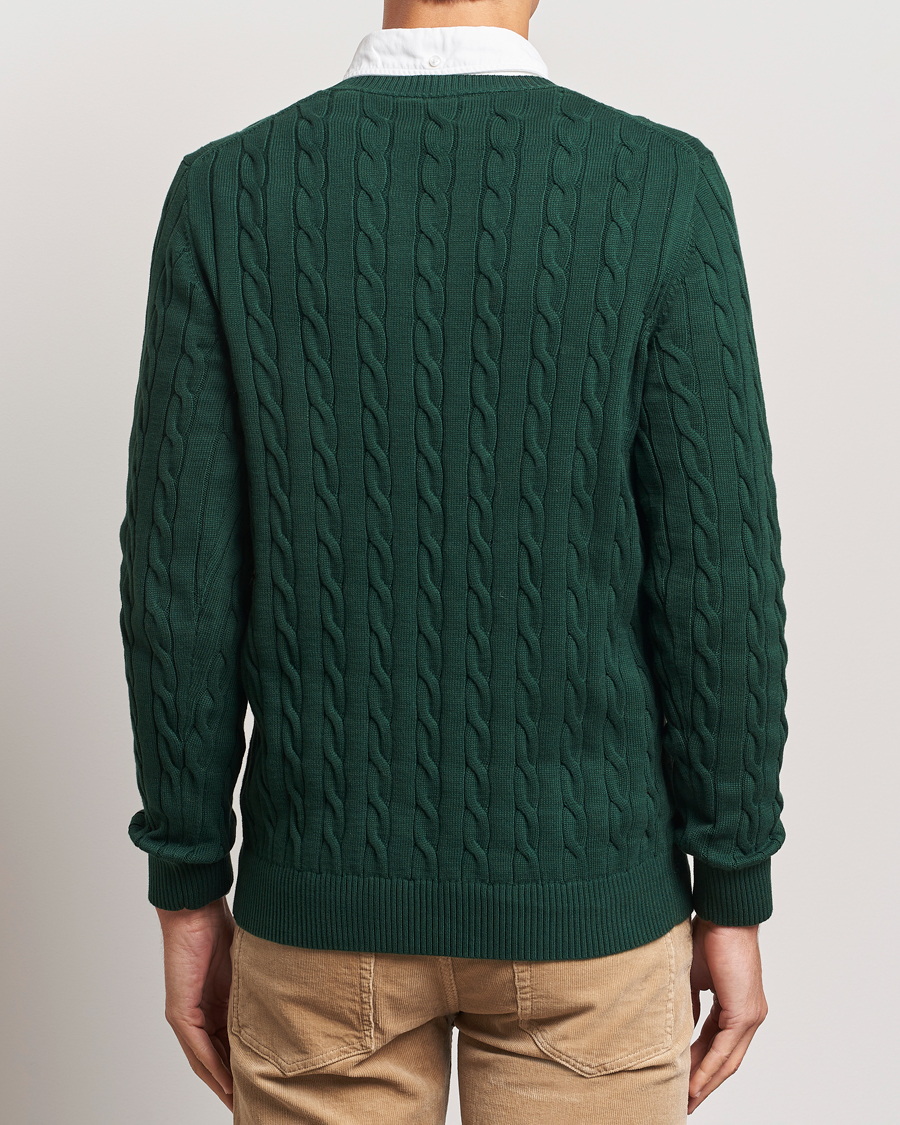 Herren | Pullover | GANT | Cotton Cable Crew Neck Tartan Green