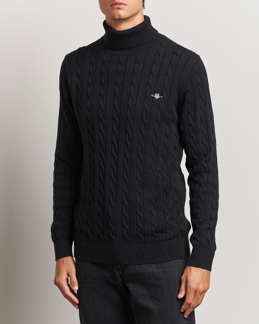 Herren | Pullover | GANT | Cotton Cable Turtle Neck Black