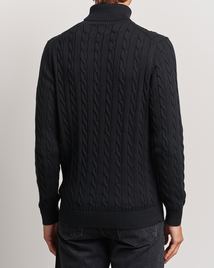 Herren | Pullover | GANT | Cotton Cable Turtle Neck Black