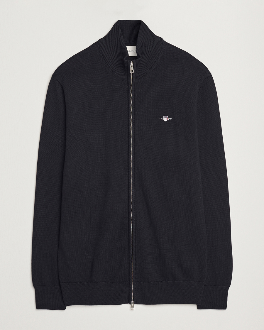 Herren | Pullover | GANT | Cotton Full Zip Cardigan Black