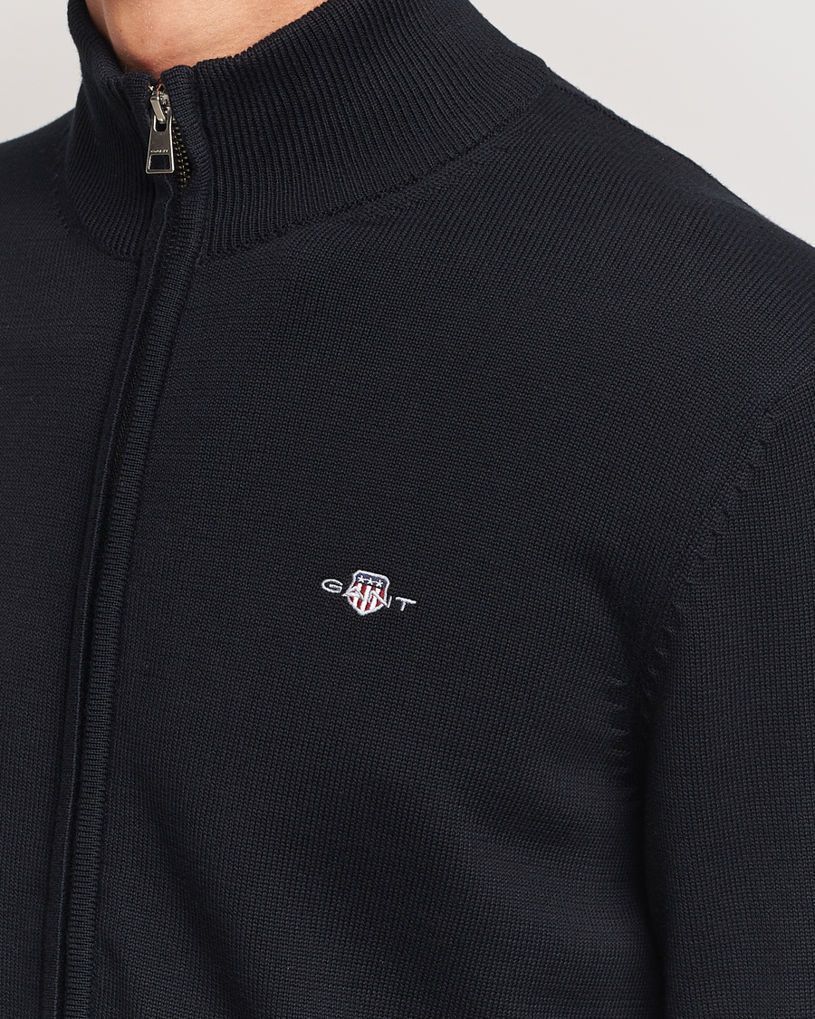 Herren | Pullover | GANT | Cotton Full Zip Cardigan Black