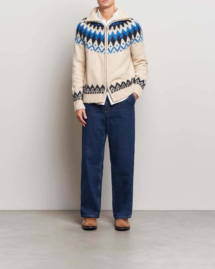 Herren | Pullover | Gant | Jacquard Zip Cardigan Cream