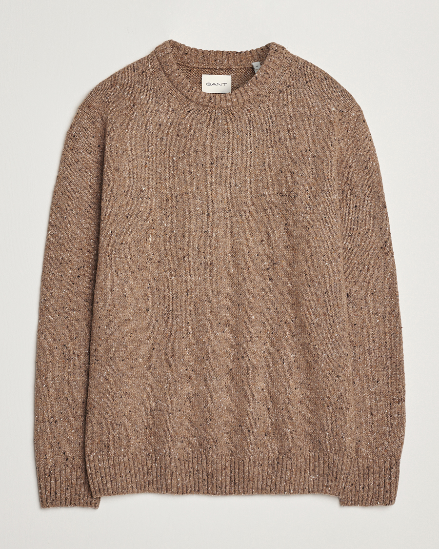 Herren | Pullover | GANT | Neps Wool Crew Neck Brown Melange