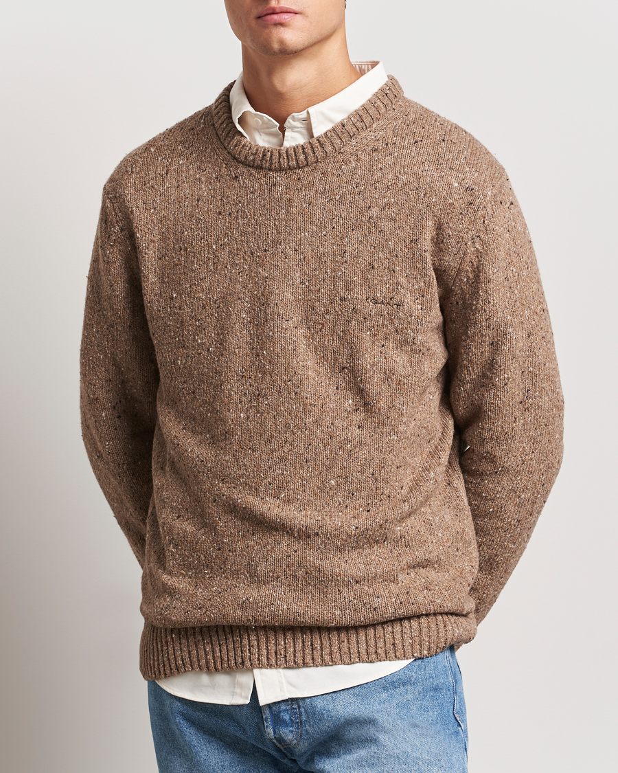 Herren | Pullover | GANT | Neps Wool Crew Neck Brown Melange